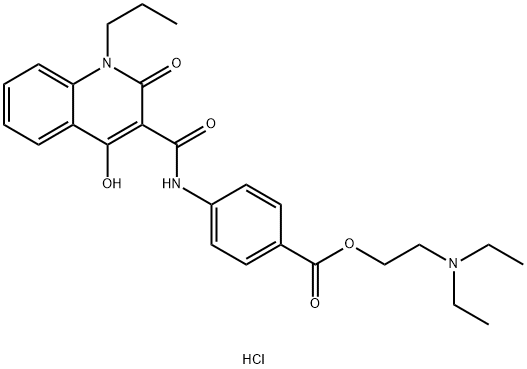 diethyl-[2-[4-[(4-hydroxy-2-oxo-1-propylquinoline-3-carbonyl)amino]benzoyl]oxyethyl]azanium chloride Structural