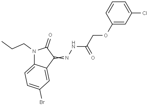N-[(E)-(5-bromo-2-oxo-1-propylindol-3-ylidene)amino]-2-(3-chlorophenoxy)acetamide Structural