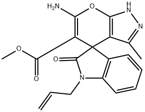 methyl 6-amino-3-methyl-2'-oxo-1'-prop-2-enylspiro[2H-pyrano[2,3-c]pyrazole-4,3'-indole]-5-carboxylate Structural