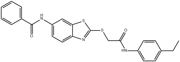 N-[2-[2-(4-ethylanilino)-2-oxoethyl]sulfanyl-1,3-benzothiazol-6-yl]benzamide Structural