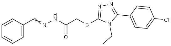 N-[(E)-benzylideneamino]-2-[[5-(4-chlorophenyl)-4-ethyl-1,2,4-triazol-3-yl]sulfanyl]acetamide Structural