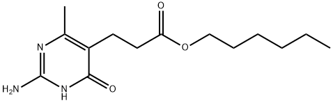 hexyl 3-(2-amino-6-methyl-4-oxo-1H-pyrimidin-5-yl)propanoate Structural