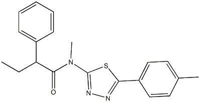 N-methyl-N-[5-(4-methylphenyl)-1,3,4-thiadiazol-2-yl]-2-phenylbutanamide Structural