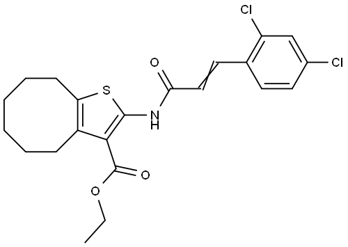 ethyl 2-[[(E)-3-(2,4-dichlorophenyl)prop-2-enoyl]amino]-4,5,6,7,8,9-hexahydrocycloocta[b]thiophene-3-carboxylate Structural