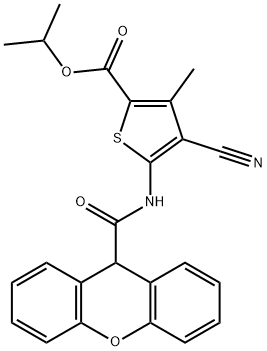 propan-2-yl 4-cyano-3-methyl-5-(9H-xanthene-9-carbonylamino)thiophene-2-carboxylate Structural