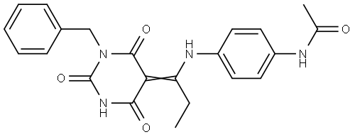 N-[4-[[(1E)-1-(1-benzyl-2,4,6-trioxo-1,3-diazinan-5-ylidene)propyl]amino]phenyl]acetamide Structural