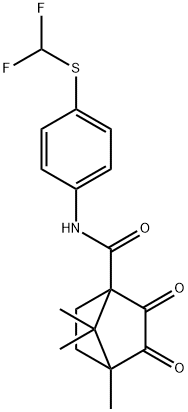 N-[4-(difluoromethylsulfanyl)phenyl]-1,7,7-trimethyl-2,3-dioxobicyclo[2.2.1]heptane-4-carboxamide Structural