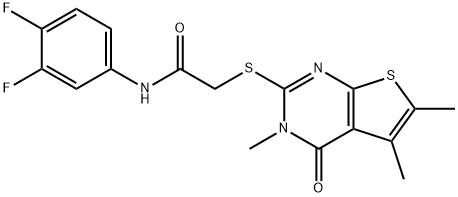 N-(3,4-difluorophenyl)-2-(3,5,6-trimethyl-4-oxothieno[2,3-d]pyrimidin-2-yl)sulfanylacetamide Structural