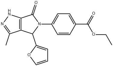 ethyl 4-[4-(furan-2-yl)-3-methyl-6-oxo-2,4-dihydropyrrolo[3,4-c]pyrazol-5-yl]benzoate Structural