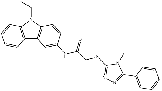 N-(9-ethylcarbazol-3-yl)-2-[(4-methyl-5-pyridin-4-yl-1,2,4-triazol-3-yl)sulfanyl]acetamide Structural