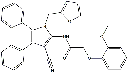 N-[3-cyano-1-(furan-2-ylmethyl)-4,5-diphenylpyrrol-2-yl]-2-(2-methoxyphenoxy)acetamide Structural