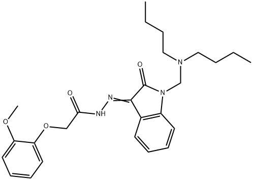 N-[(Z)-[1-[(dibutylamino)methyl]-2-oxoindol-3-ylidene]amino]-2-(2-methoxyphenoxy)acetamide Structural