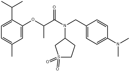 N-[[4-(dimethylamino)phenyl]methyl]-N-(1,1-dioxothiolan-3-yl)-2-(5-methyl-2-propan-2-ylphenoxy)propanamide Structural