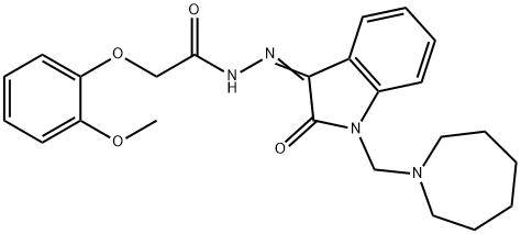 N-[(Z)-[1-(azepan-1-ylmethyl)-2-oxoindol-3-ylidene]amino]-2-(2-methoxyphenoxy)acetamide Structural