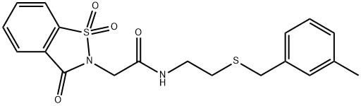 N-[2-[(3-methylphenyl)methylsulfanyl]ethyl]-2-(1,1,3-trioxo-1,2-benzothiazol-2-yl)acetamide Structural
