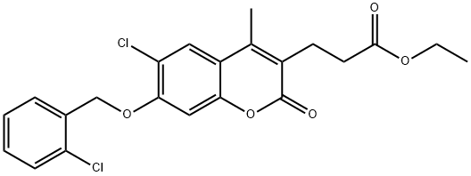 ethyl 3-[6-chloro-7-[(2-chlorophenyl)methoxy]-4-methyl-2-oxochromen-3-yl]propanoate Structural