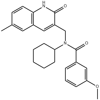 N-cyclohexyl-3-methoxy-N-[(6-methyl-2-oxo-1H-quinolin-3-yl)methyl]benzamide Structural