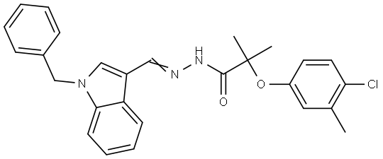 N-[(Z)-(1-benzylindol-3-yl)methylideneamino]-2-(4-chloro-3-methylphenoxy)-2-methylpropanamide Structural