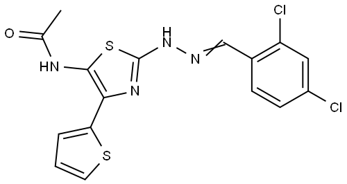 N-[2-[(2E)-2-[(2,4-dichlorophenyl)methylidene]hydrazinyl]-4-thiophen-2-yl-1,3-thiazol-5-yl]acetamide Structural