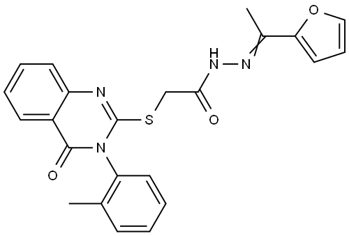 N-[(E)-1-(furan-2-yl)ethylideneamino]-2-[3-(2-methylphenyl)-4-oxoquinazolin-2-yl]sulfanylacetamide Structural