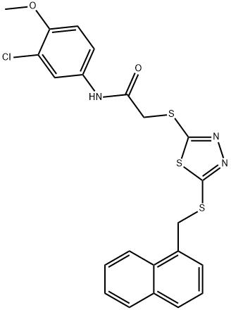 N-(3-chloro-4-methoxyphenyl)-2-[[5-(naphthalen-1-ylmethylsulfanyl)-1,3,4-thiadiazol-2-yl]sulfanyl]acetamide Structural