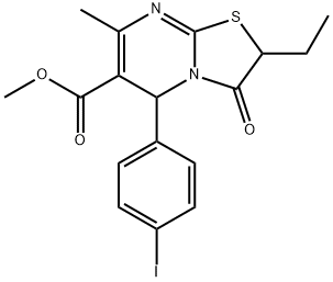 methyl 2-ethyl-5-(4-iodophenyl)-7-methyl-3-oxo-5H-[1,3]thiazolo[3,2-a]pyrimidine-6-carboxylate Structural