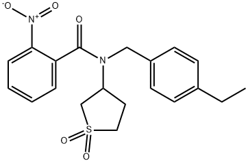 N-(1,1-dioxothiolan-3-yl)-N-[(4-ethylphenyl)methyl]-2-nitrobenzamide Structural