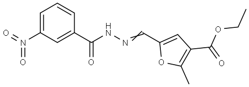 ethyl 2-methyl-5-[(E)-[(3-nitrobenzoyl)hydrazinylidene]methyl]furan-3-carboxylate Structural