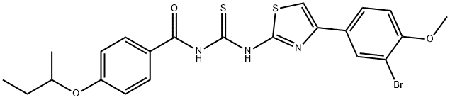 N-[[4-(3-bromo-4-methoxyphenyl)-1,3-thiazol-2-yl]carbamothioyl]-4-butan-2-yloxybenzamide Structural