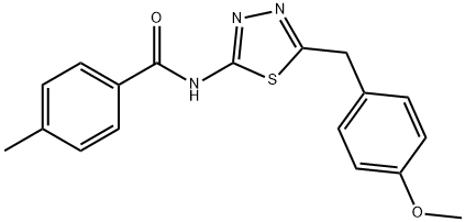 N-[5-[(4-methoxyphenyl)methyl]-1,3,4-thiadiazol-2-yl]-4-methylbenzamide Structural
