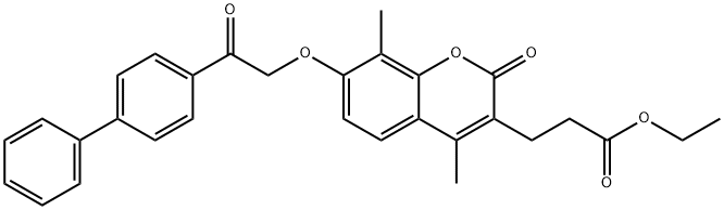 ethyl 3-[4,8-dimethyl-2-oxo-7-[2-oxo-2-(4-phenylphenyl)ethoxy]chromen-3-yl]propanoate Structural