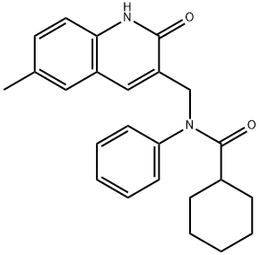 N-[(6-methyl-2-oxo-1H-quinolin-3-yl)methyl]-N-phenylcyclohexanecarboxamide Structural