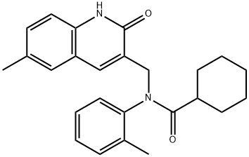 N-[(6-methyl-2-oxo-1H-quinolin-3-yl)methyl]-N-(2-methylphenyl)cyclohexanecarboxamide Structural