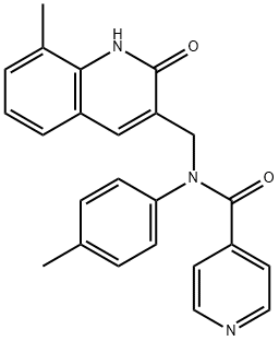 N-[(8-methyl-2-oxo-1H-quinolin-3-yl)methyl]-N-(4-methylphenyl)pyridine-4-carboxamide Structural
