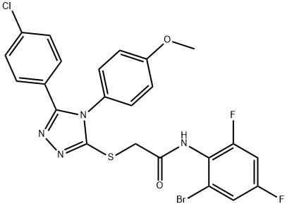 N-(2-bromo-4,6-difluorophenyl)-2-[[5-(4-chlorophenyl)-4-(4-methoxyphenyl)-1,2,4-triazol-3-yl]sulfanyl]acetamide Structural