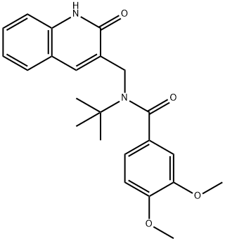N-tert-butyl-3,4-dimethoxy-N-[(2-oxo-1H-quinolin-3-yl)methyl]benzamide Structural