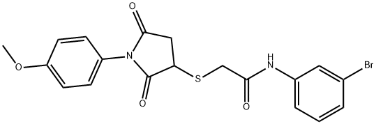N-(3-bromophenyl)-2-[1-(4-methoxyphenyl)-2,5-dioxopyrrolidin-3-yl]sulfanylacetamide Structural