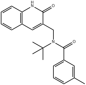 N-tert-butyl-3-methyl-N-[(2-oxo-1H-quinolin-3-yl)methyl]benzamide Structural