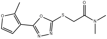 N,N-dimethyl-2-[[5-(2-methylfuran-3-yl)-1,3,4-oxadiazol-2-yl]sulfanyl]acetamide Structural