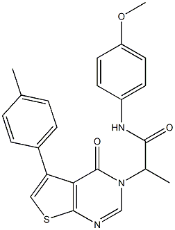 N-(4-methoxyphenyl)-2-[5-(4-methylphenyl)-4-oxothieno[2,3-d]pyrimidin-3-yl]propanamide Structural
