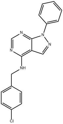 N-[(4-chlorophenyl)methyl]-1-phenylpyrazolo[3,4-d]pyrimidin-4-amine Structural