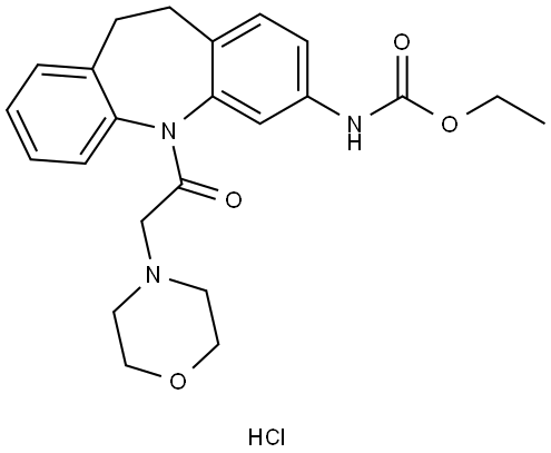 ethyl N-[11-(2-morpholin-4-ium-4-ylacetyl)-5,6-dihydrobenzo[b][1]benzazepin-2-yl]carbamate chloride Structural