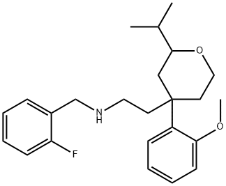 N-[(2-fluorophenyl)methyl]-2-[4-(2-methoxyphenyl)-2-propan-2-yloxan-4-yl]ethanamine Structural