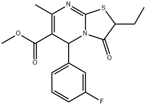 methyl 2-ethyl-5-(3-fluorophenyl)-7-methyl-3-oxo-5H-[1,3]thiazolo[3,2-a]pyrimidine-6-carboxylate Structural