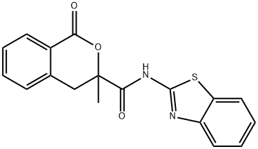 N-(1,3-benzothiazol-2-yl)-3-methyl-1-oxo-4H-isochromene-3-carboxamide Structural
