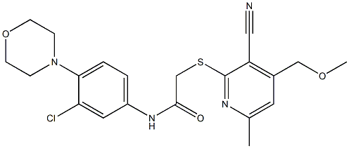 N-(3-chloro-4-morpholin-4-ylphenyl)-2-[3-cyano-4-(methoxymethyl)-6-methylpyridin-2-yl]sulfanylacetamide Structural
