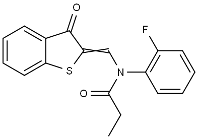 N-(2-fluorophenyl)-N-[(Z)-(3-oxo-1-benzothiophen-2-ylidene)methyl]propanamide Structural