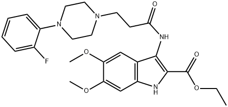 ethyl 3-[3-[4-(2-fluorophenyl)piperazin-1-yl]propanoylamino]-5,6-dimethoxy-1H-indole-2-carboxylate Structural