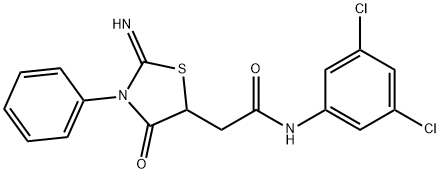 N-(3,5-dichlorophenyl)-2-(2-imino-4-oxo-3-phenyl-1,3-thiazolidin-5-yl)acetamide Structural