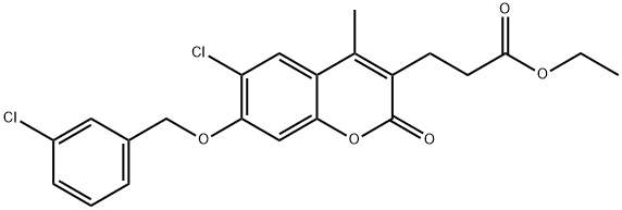 ethyl 3-[6-chloro-7-[(3-chlorophenyl)methoxy]-4-methyl-2-oxochromen-3-yl]propanoate Structural